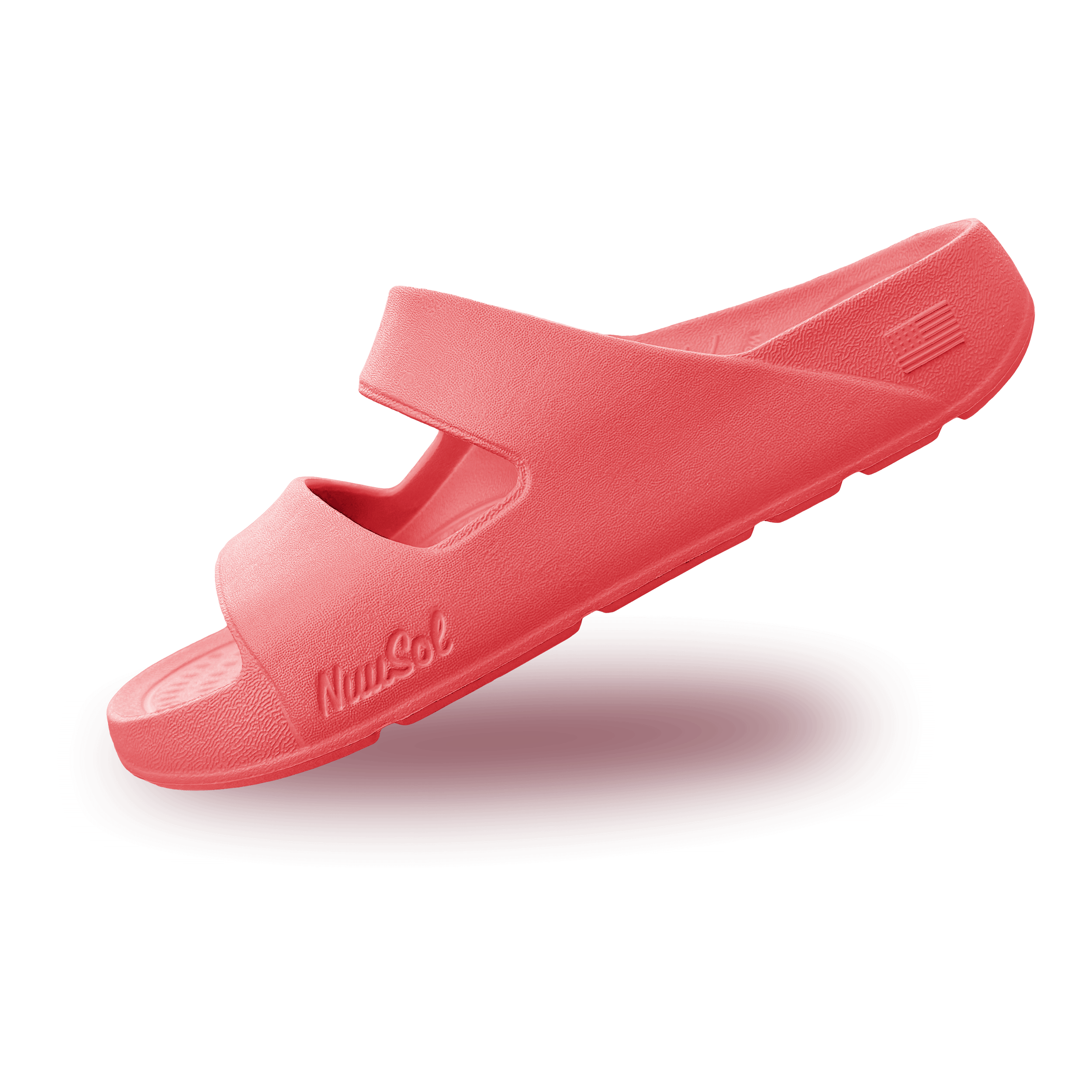 NuuSol Women's Sun Valley Recovery Slide in coral, featuring comfortable EVASOL foam and a sleek design.