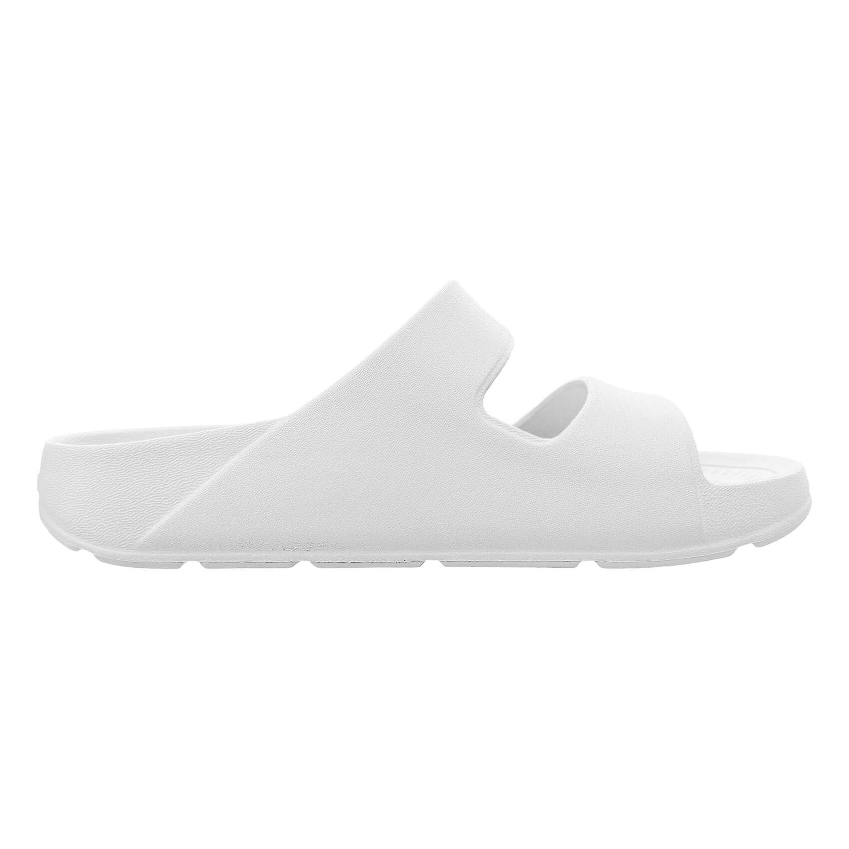 NuuSol Women's Sun Valley Recovery Slide in white, featuring EVASOL foam for ultimate comfort and recovery.
