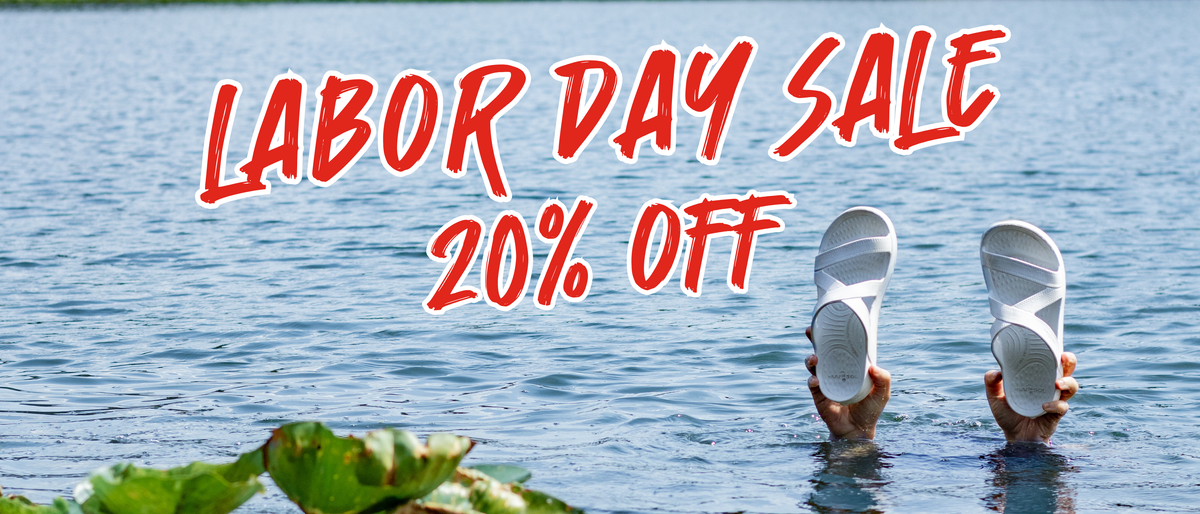 A display of various stylish comfortable sandals collection in outdoor and indoor settings.